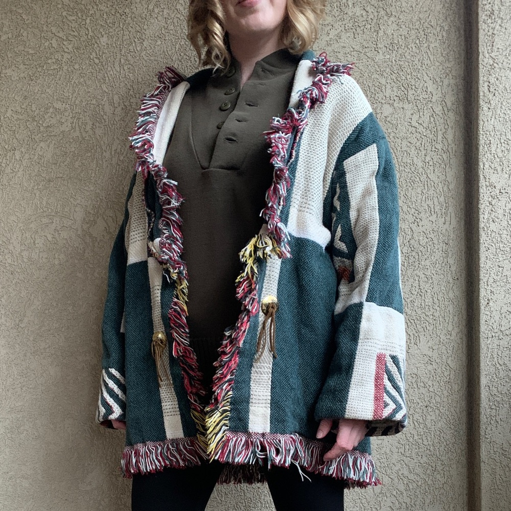 Thick Country Cardigan with Fringe